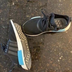 Size 8 Adidas NMD’s black with blue and white